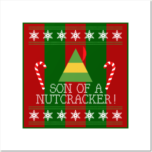 Son Of A Nutcracker Elf Quote Christmas Knit Posters and Art